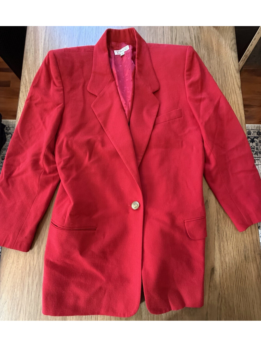 Talbots VTG Women 10 Classic Red 100% Worsted Wool Long Blazer Jacket Made in US